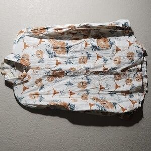 Wes And Willy Blouse Womens Size L UT Western Button Floral Longhorn Cotton